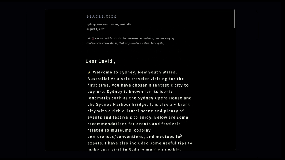 Places.Tips - Hyper focused recommendation and tips in your mailbox. Fast.